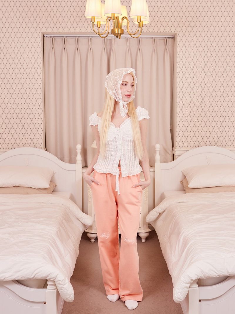 Lacy Sweat Pants_PEACH