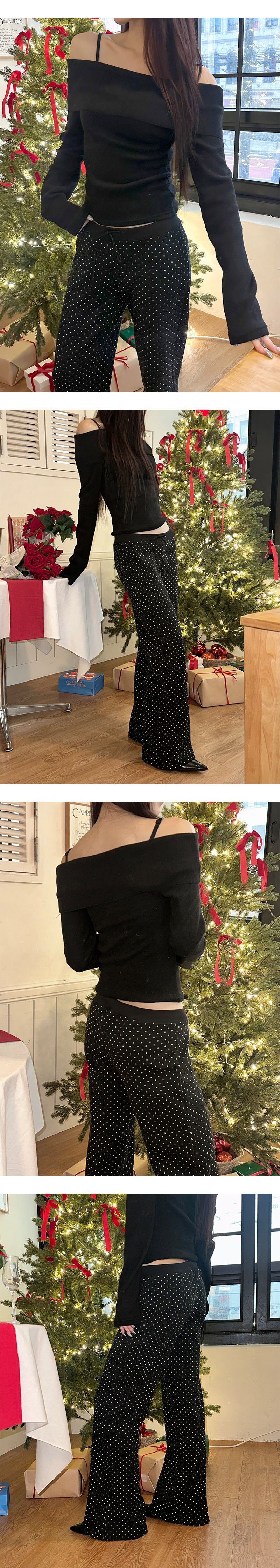 Dot row banding pants(3color)