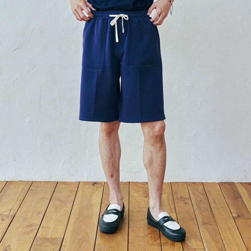 front seam fatigue short pants navy