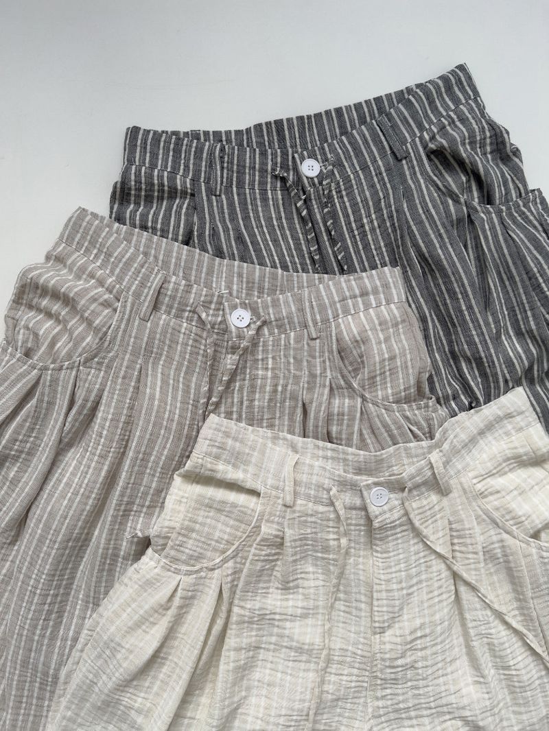 Rose String Stripe Wide Pants