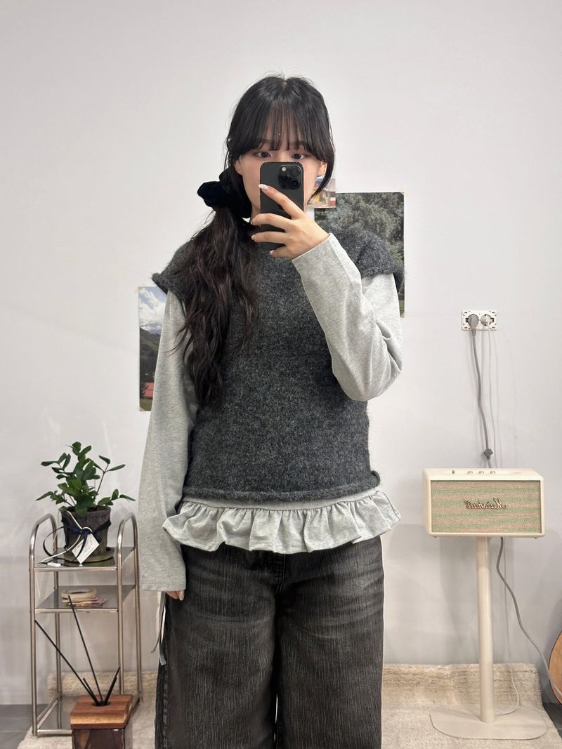 FRILL STRAP LONG SLEEVE