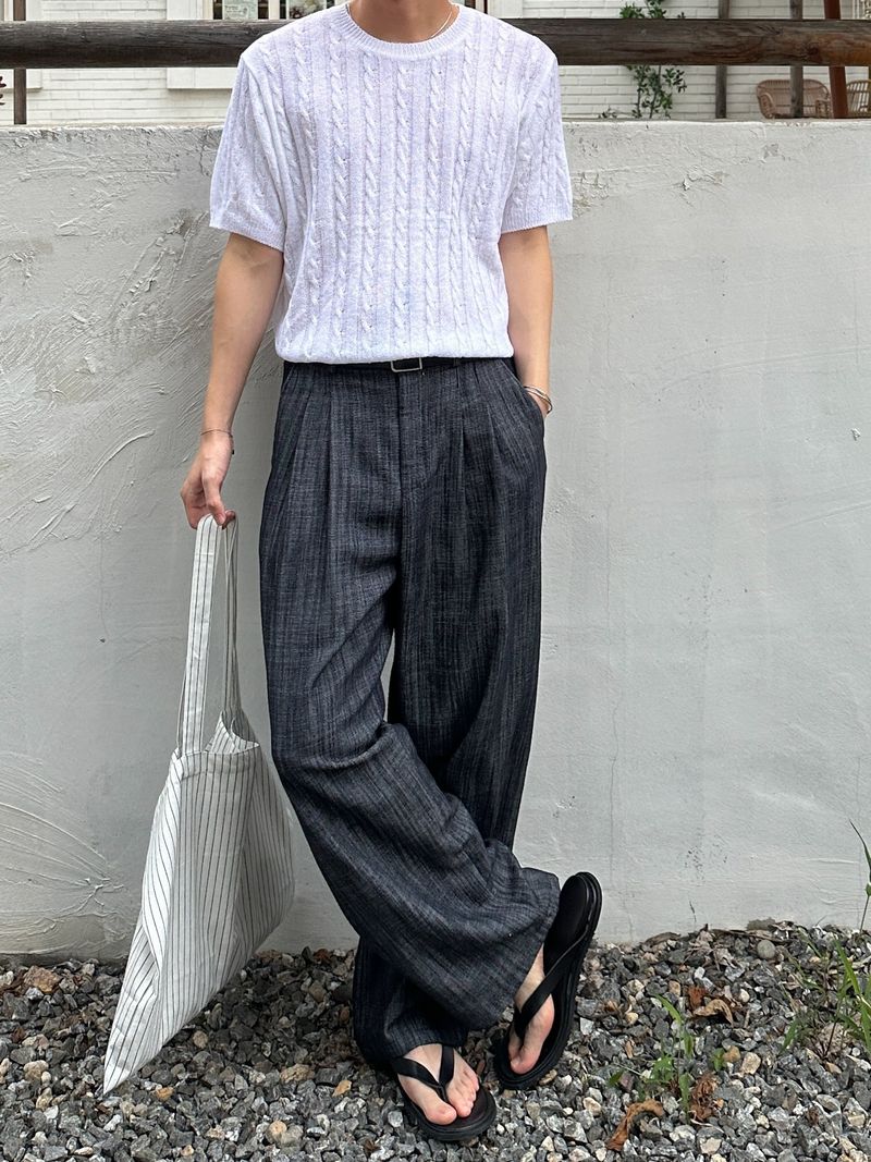 Olin linen two tuck wide denim