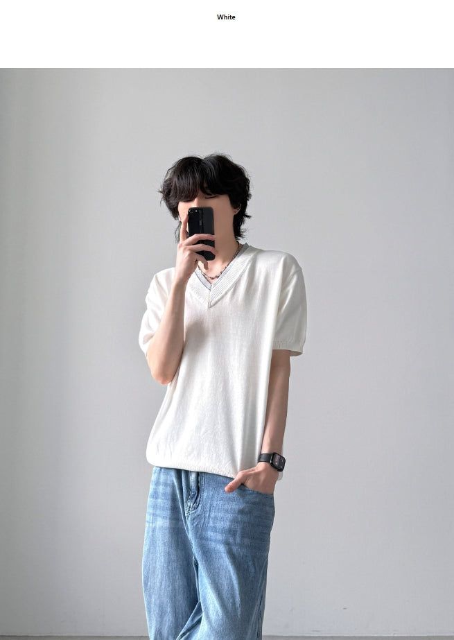 Mary V-neck Half Knit