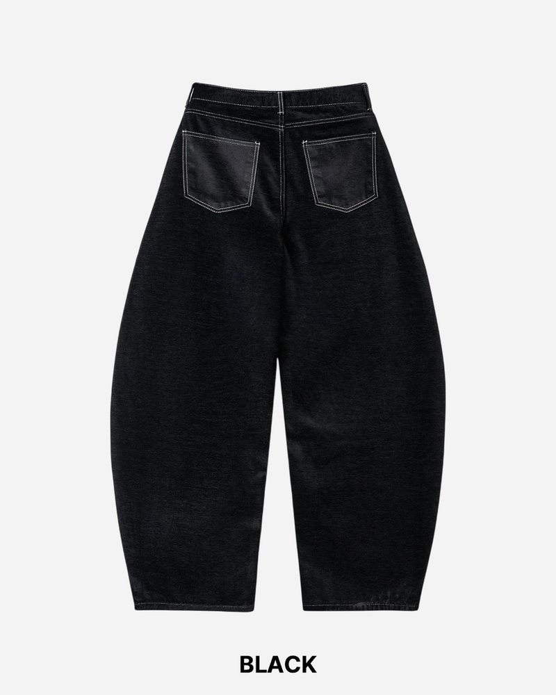 Button Curved Velvet Pants