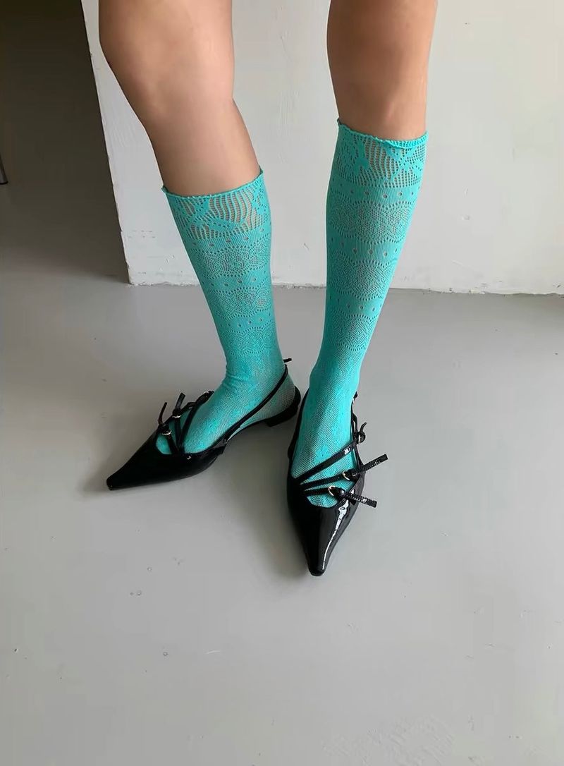 House of haus（ハウス オブ ハウス）の「Mint blue knit knee socks（Fashion Accessories）」