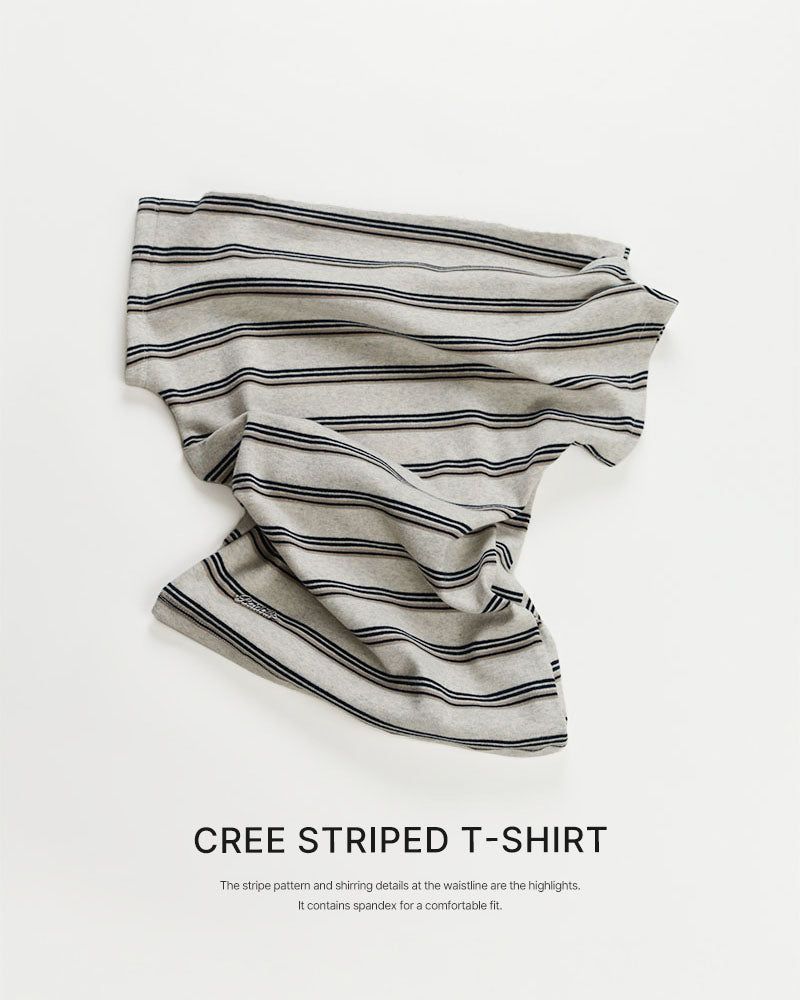 [ORIGINAL] Cree striped off-shoulder T-shirt