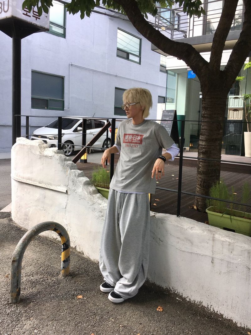 OEN Pintuck Heavy Wide Sweatpants 3C