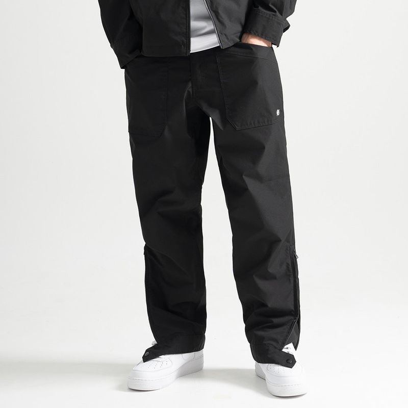 Poly Cotton Cargo Pants - BLACK