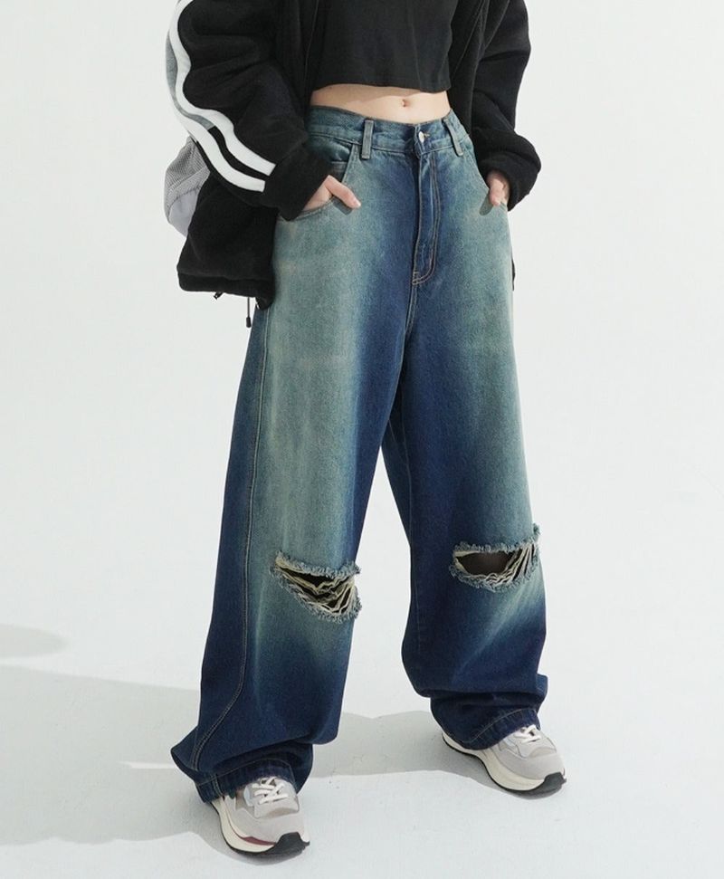 KIXI（キッシー）の「Sand Cutting Maxi Wide Denim Pants（Pants）」