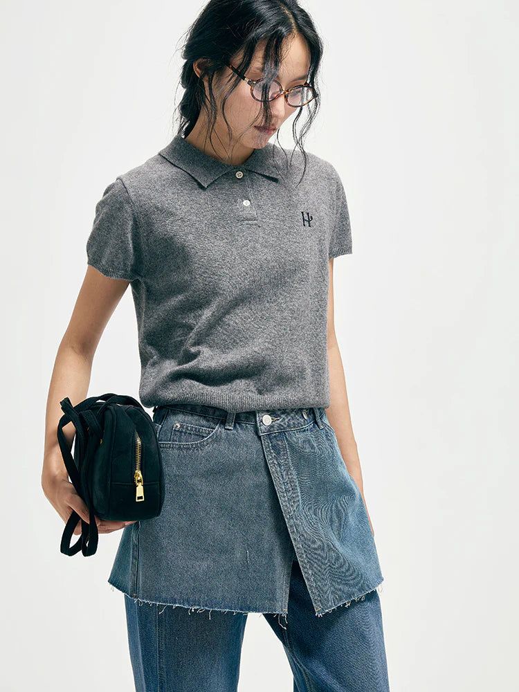 Embroidery plaid patchwork shirt