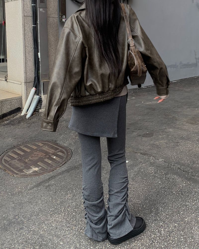 Slub leather jumper