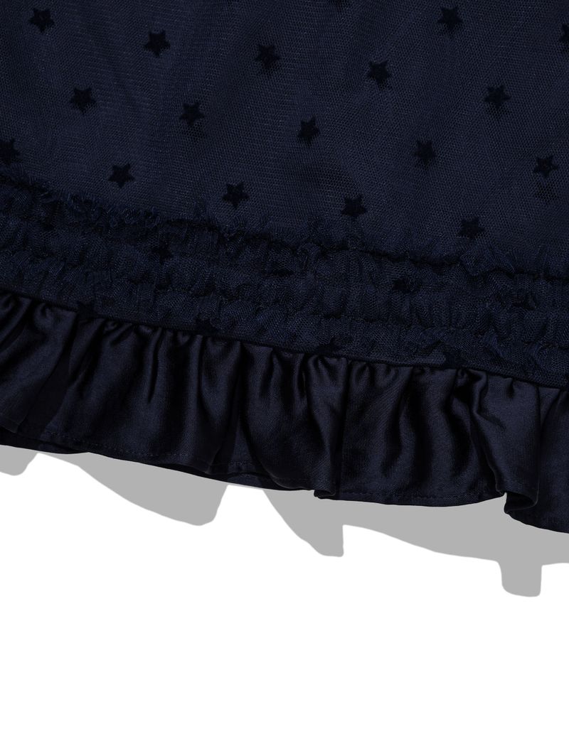MESH STAR RUFFLE MINI SKIRT(NAVY)