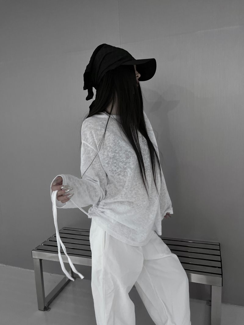 linen see-through long sleeve T (2color)