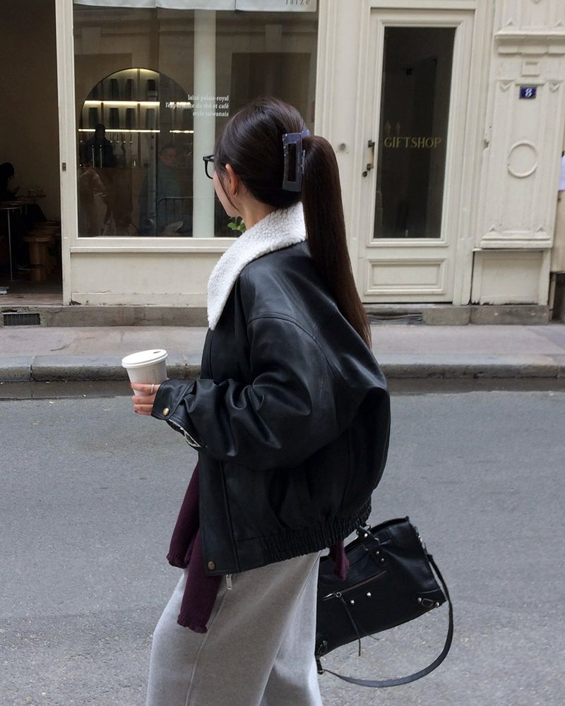 [ORIGINAL] Penta Leather Wool Shearling Jumper