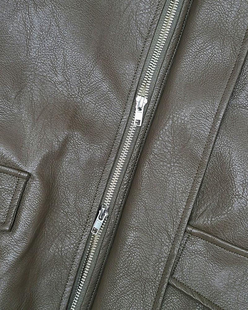 Lining fur oversized leather jumper