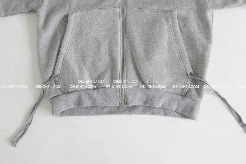 Wool napping heart wrinkle shirring hooded zip-up