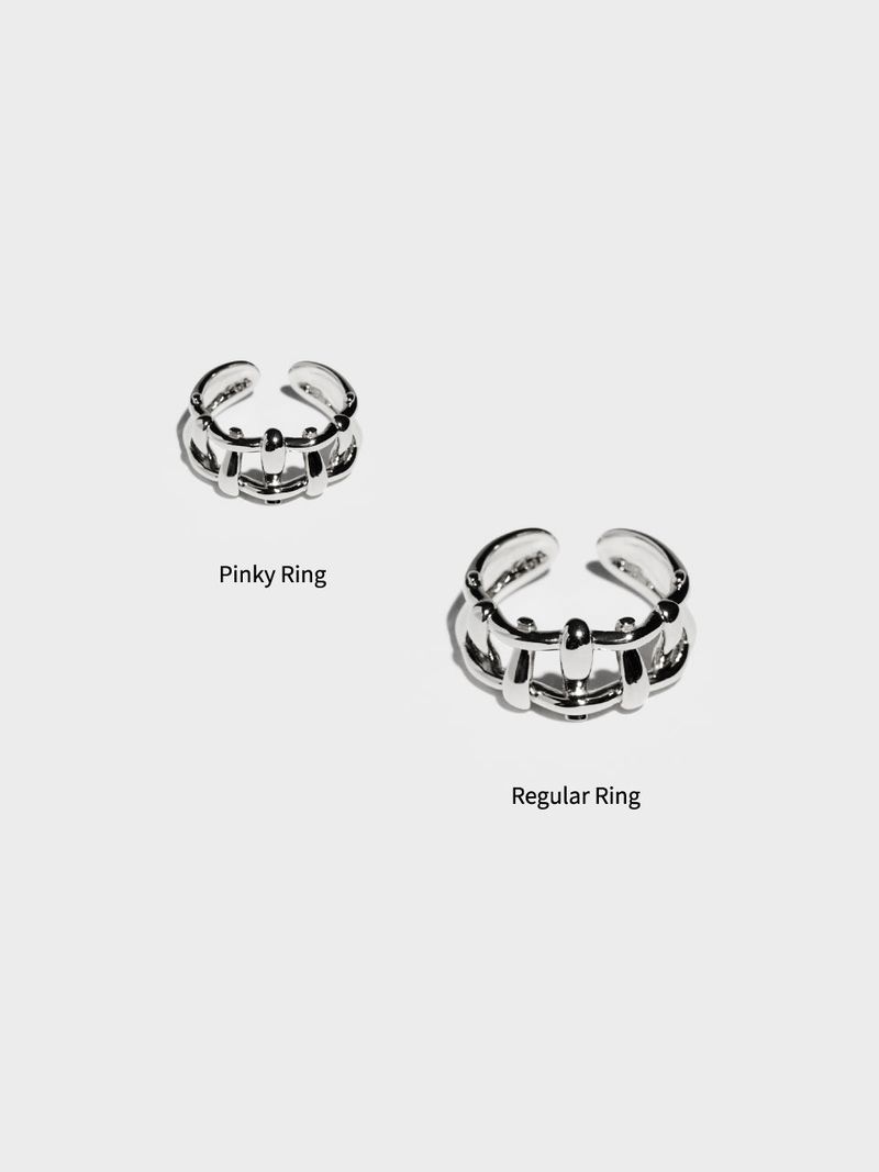 Multi Hash Tag Pinky Open Ring (Silver)
