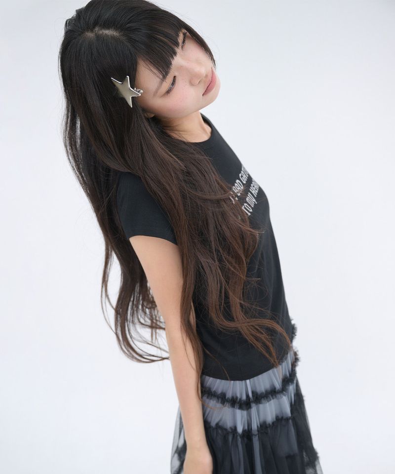 502 GLITTER LETTERING T SHIRT - BLACK