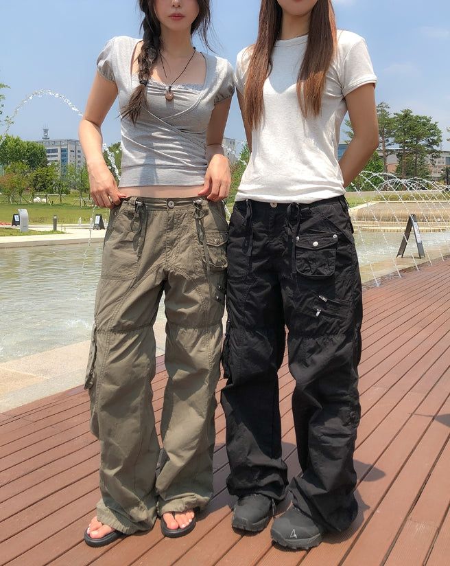 Multiple Pocket Low Cargo Pants