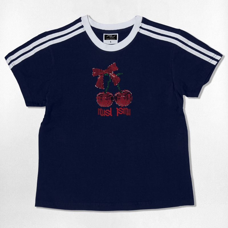 Dot Cherry Semi Crop T-Shirts - 6COLOR