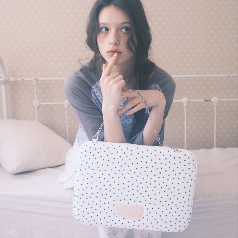 Star Chain Notebook Pouch_cotton white