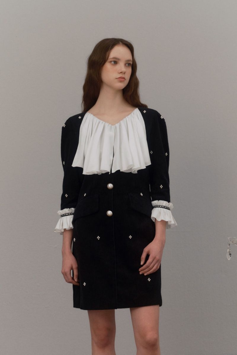 Scarf corduroy dress