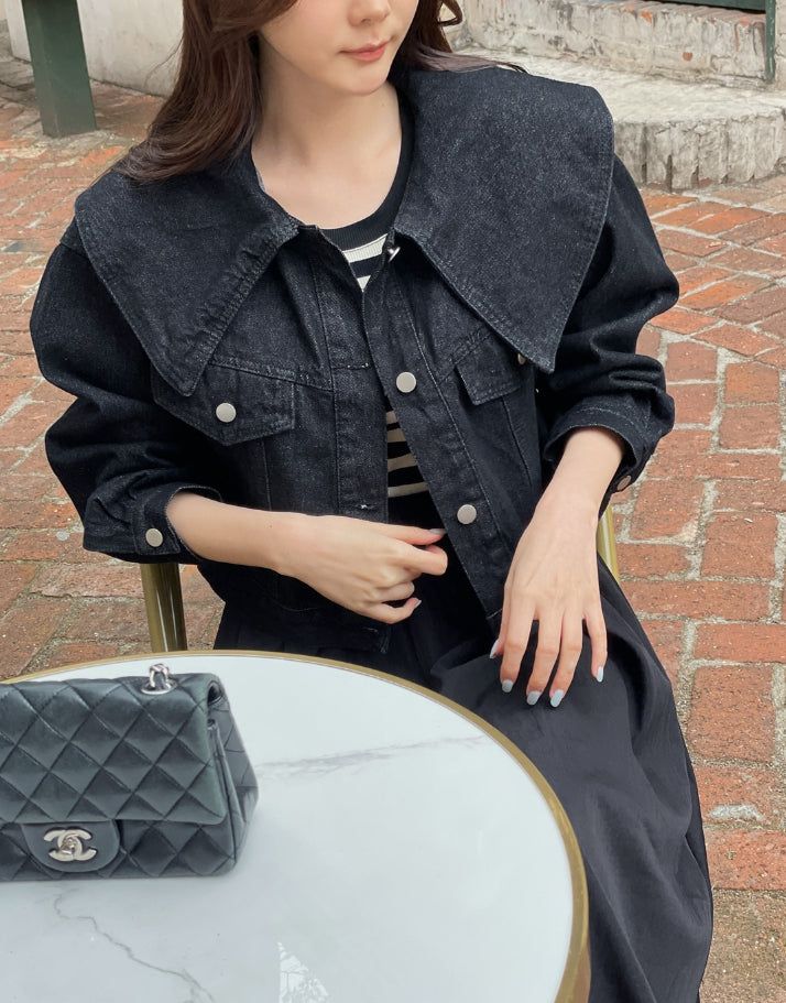 Milo Big Collar Crop Denim Jacket