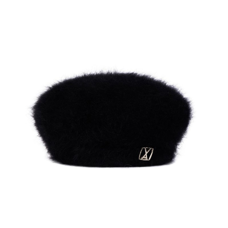 VA Square Stud Angora Beret / Black
