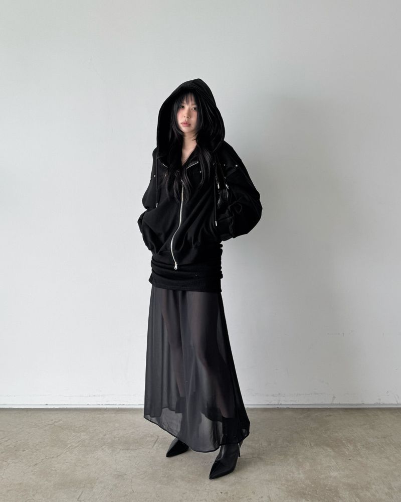 See through shirring skirt