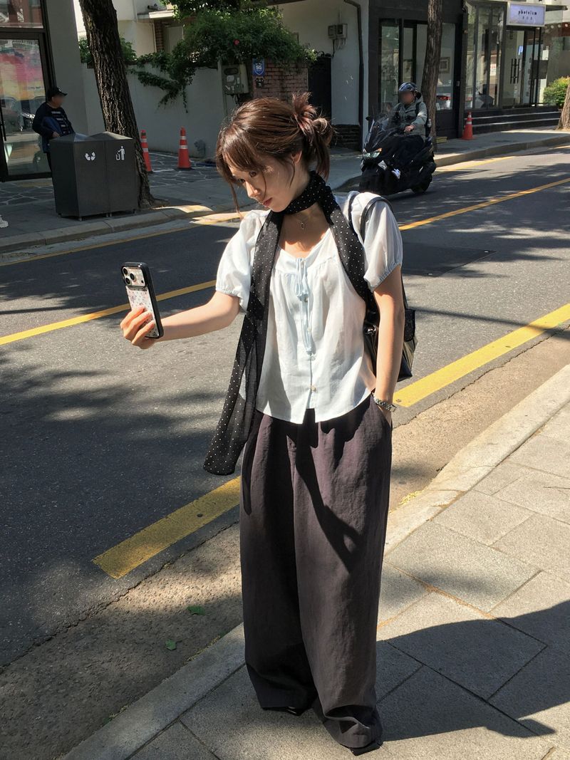 Lino Linen Pintuck Wide Pants