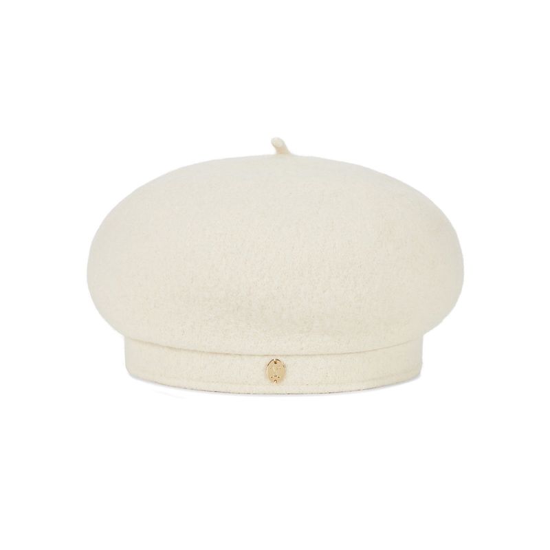 VA Oval-Metal Wool Beret  / Ivory