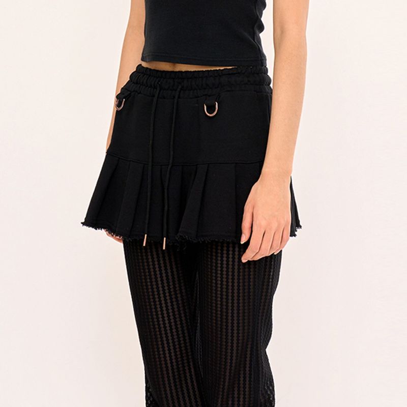 Sweat Pleats Skirt - Black