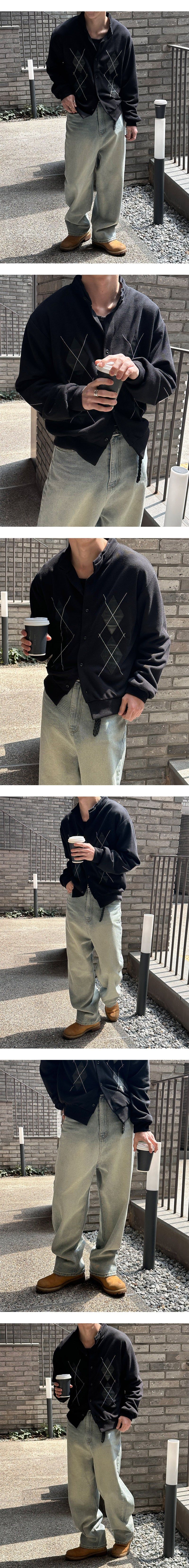 [Unisex] Argyle pattern half neck cardigan(2color)