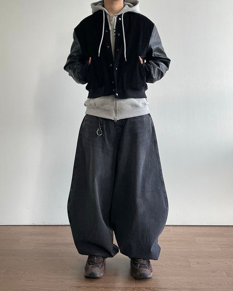 Baseball Corduroy Leather Jacket