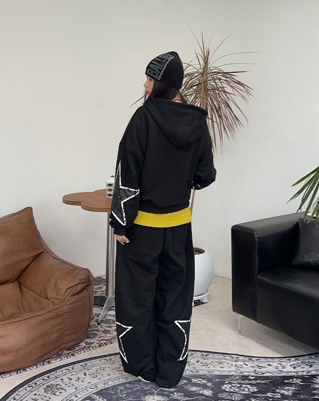 Rubid Crack Star Hood Zip-Up
