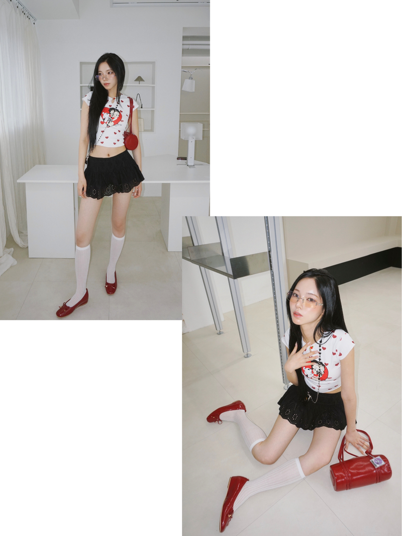Black Lady Punching Mini Skirt