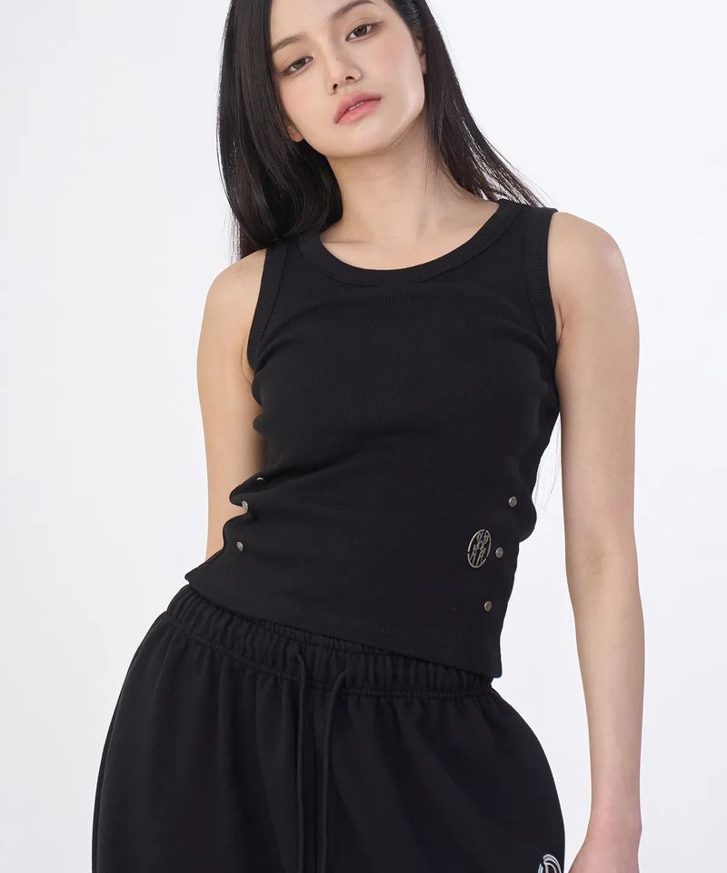 DXOH（ディソエイチ）の「THUNDER LOGO SIX RIVET SLEEVELESS TANK TOP FOR WOMEN（Tops）」
