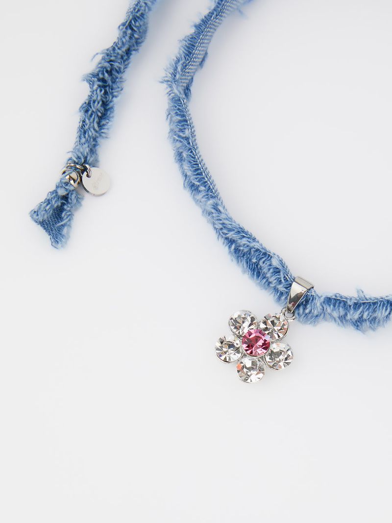 SUMMER DENIM MULTI CHOKER_CRYSTAL FLOWER