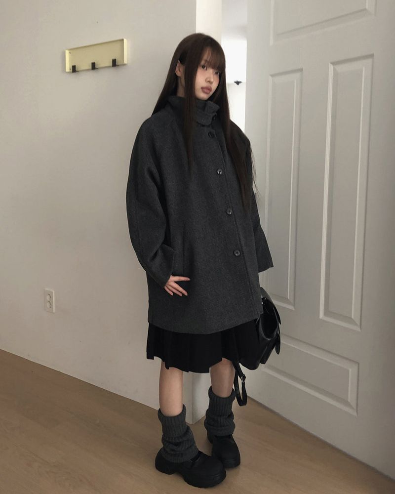 Foru High Neck Turtleneck Midi Coat