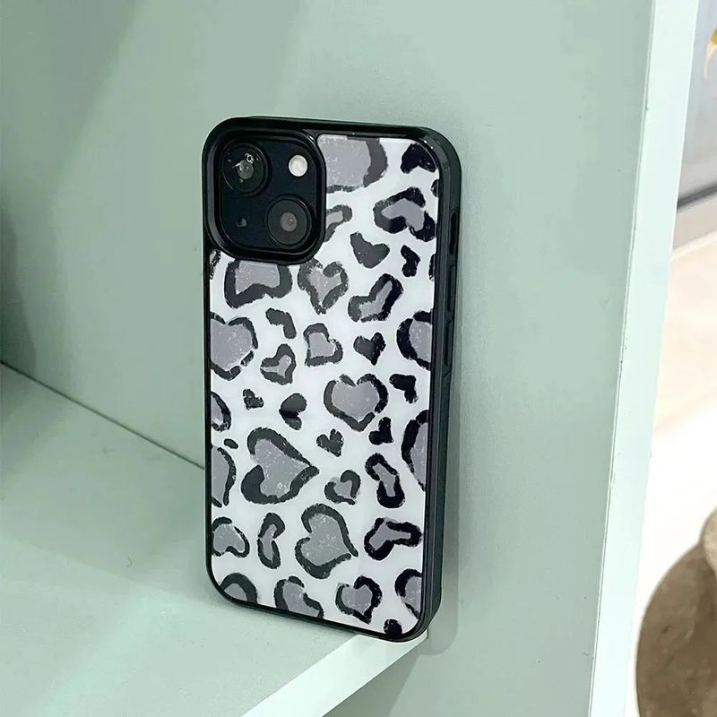 [MADE][Magsafe Glass Bumper Case] Heart Leopard Drawing Case ⋆ Light Gray