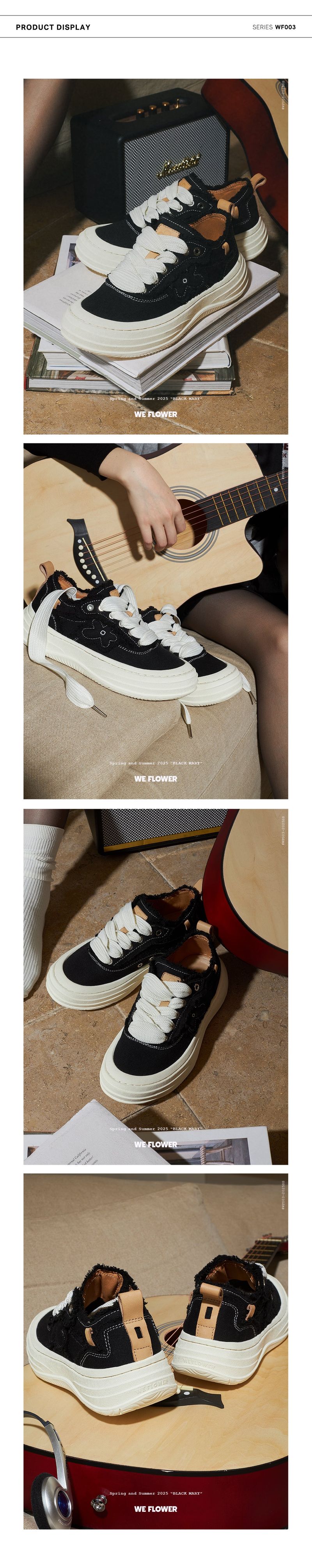 WE FLOWER Fashionable New Tassel Thick-Soled Wave Shoes - Black Mary Jane