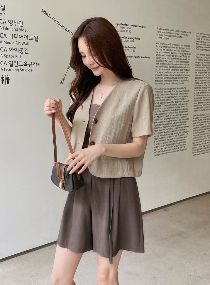 iam mari(アイアム マリ)の「Koren V-neck Linen Short Sleeve Jacket(Jackets/Outerwear)」