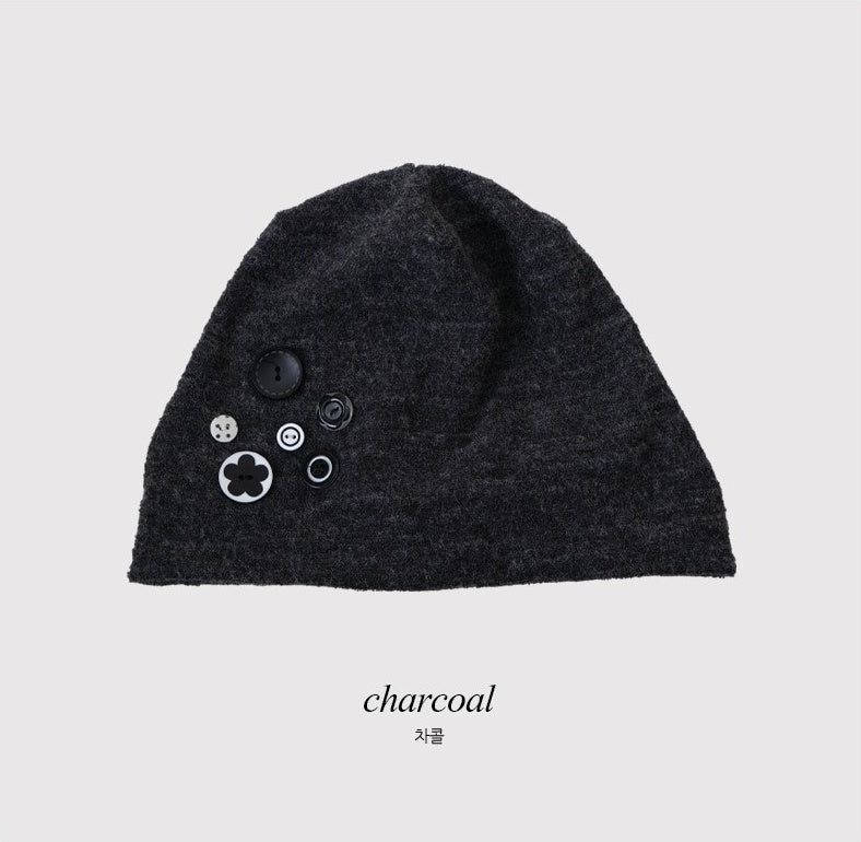 Unique Button Point Beanie (2color)