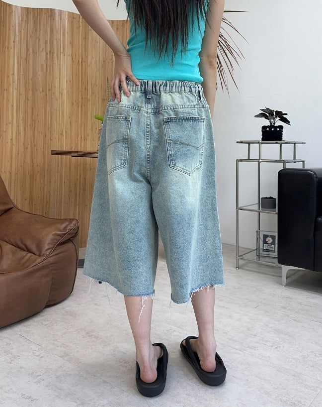 Hike Damaged Bermuda Denim