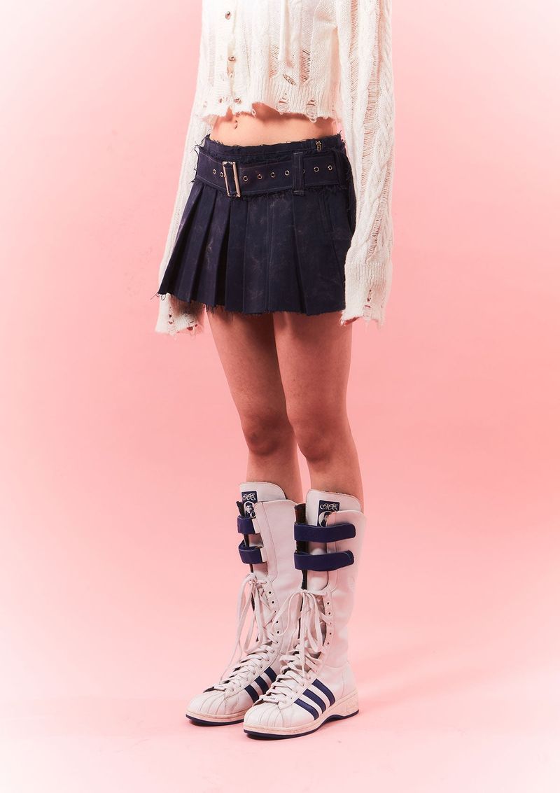 CHERRYQUIRI(チェリーキュリー)の「rough belted pleats sk - deep blue(Skirts)」