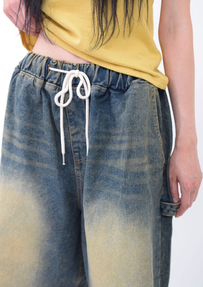 Dirty Wash Bermuda Denim pants
