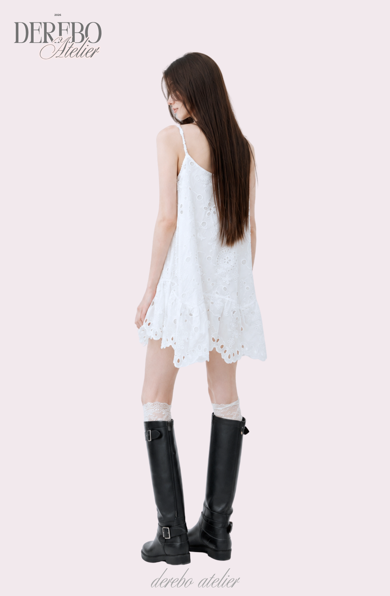 Punching Daisy White Sleeveless Dress 