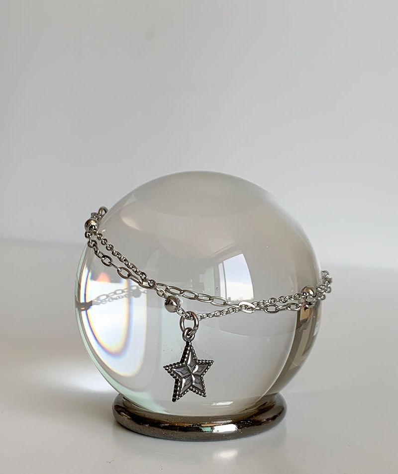 Two chain layered star bracelets
