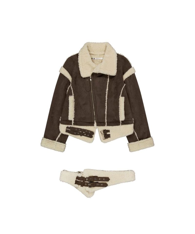 Detachable Fur Shearling Jacket / Stone Brown