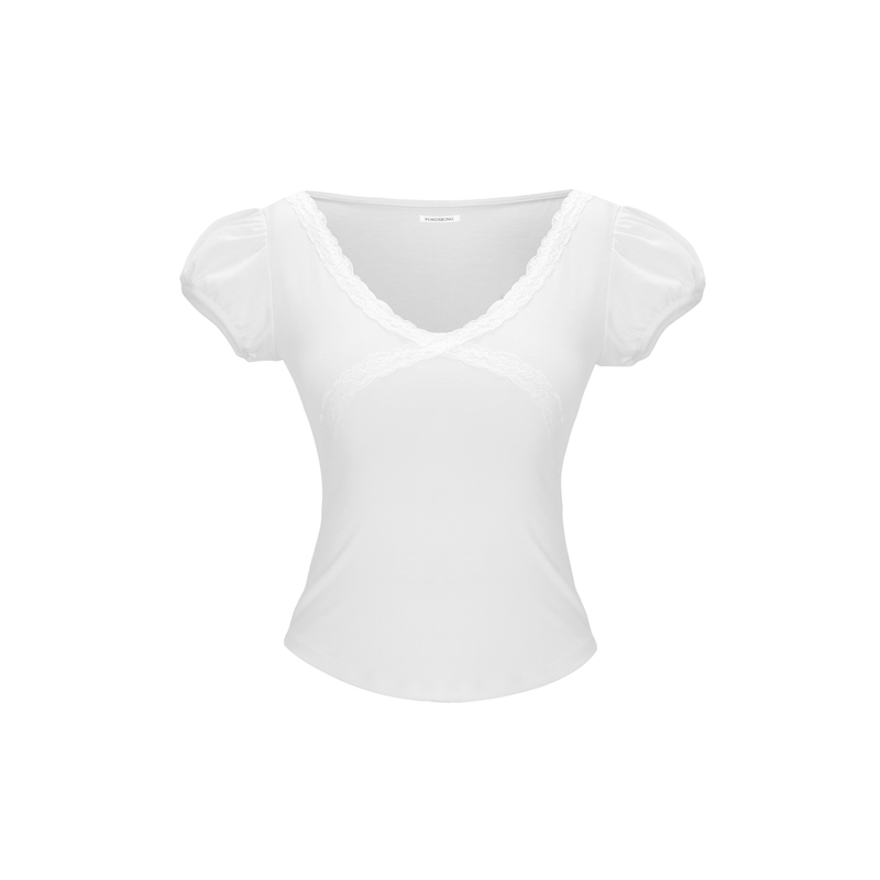 BACK RIBBON PUFF TEE [WHITE]